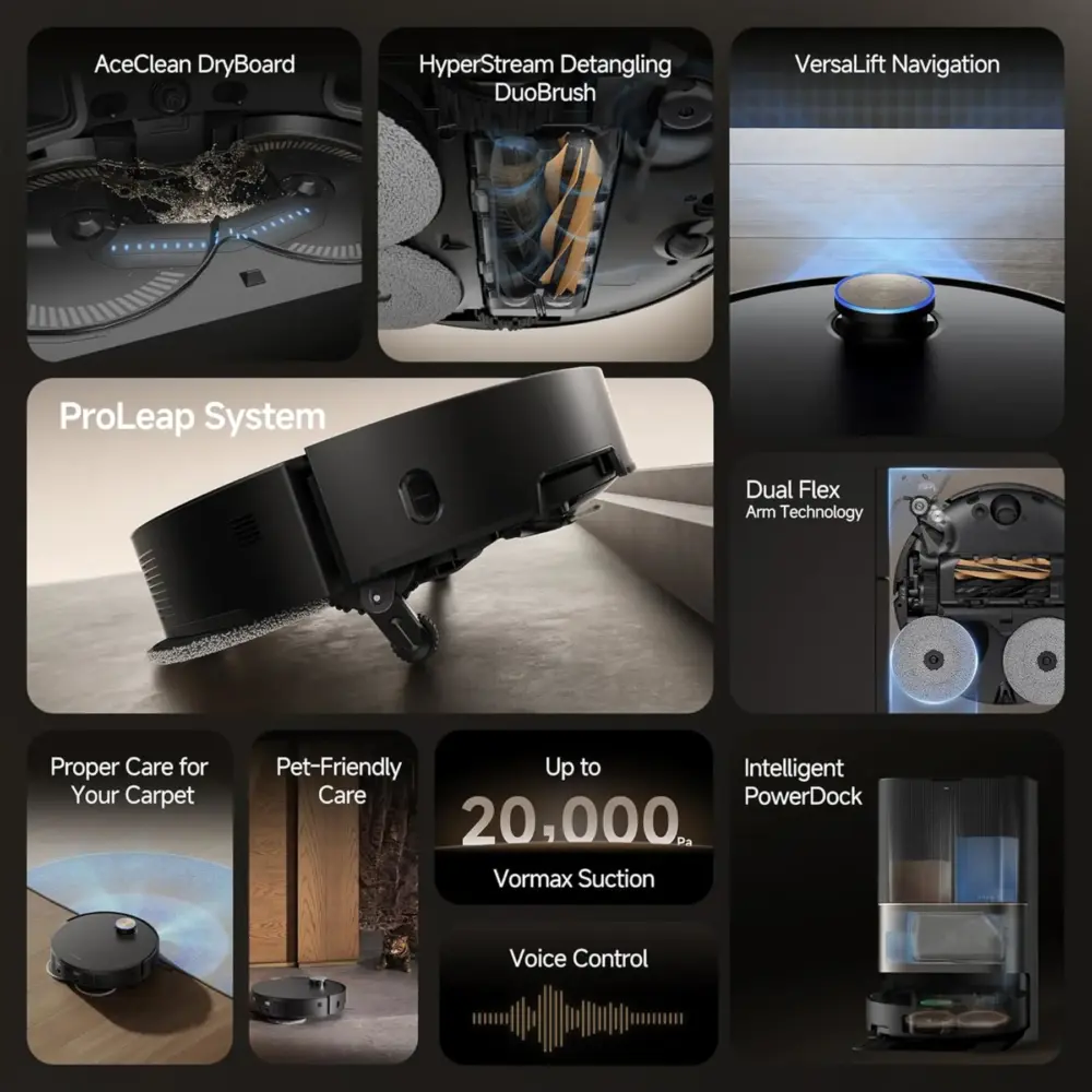 X50 Ultra Robot Vacuum and Mop - Halloween Limited time 10% discount Auto-Empty and Mop Self-Cleaning, 20,000Pa Suction, Obstacle Avoidance and 360° Navigation, Corner to Edge Deep Cleaning, Detangling Brush - Image 2