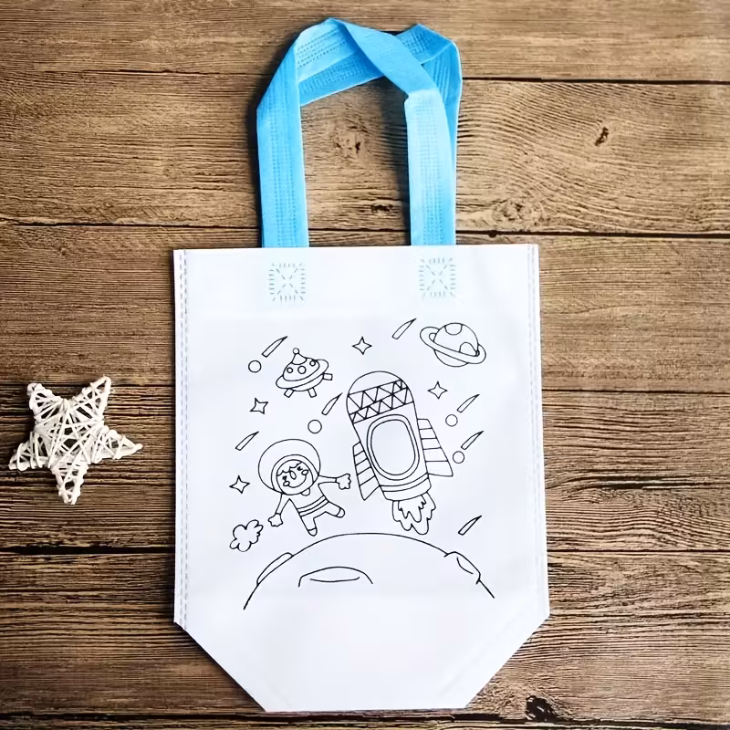 24pcs DIY Graffiti Canvas Gift Bags - Reusable Non-Woven Mini Tote with 12 Carnival Animal Designs, Dual Handles for Shopping, Storage & Party Favors (Green & Red), Festive Accessories, Vibrant Prints, Lightweight Construction, Event Organizers