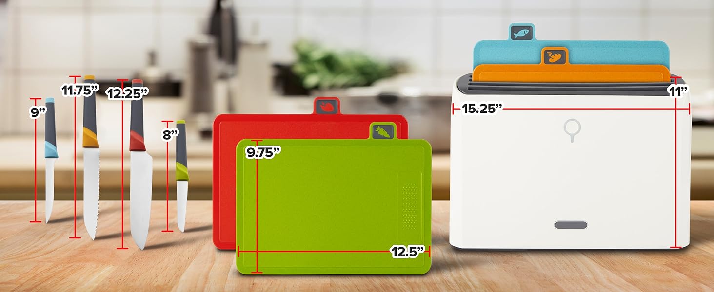 【New User Only】Modern Innovations Smart Cutting Boards and Knife Set. Self Cleaning Cutting Board & Knives Holder. Color Coded Cutting Board Set With Knives. All-In-One Cleaning Knife and Cutting Board Set