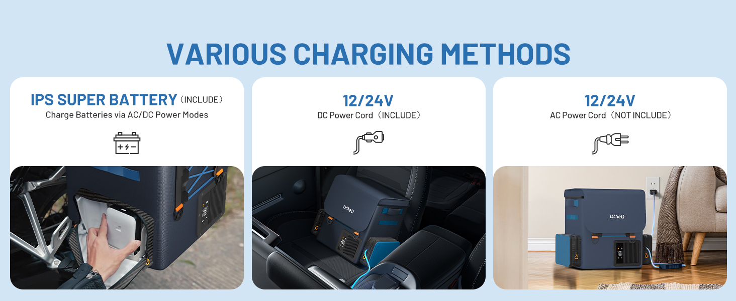 LiTHELi Frozen Pack 12V Car Refrigerator & Portable Electric Cooler. 20L/21QT with 2 U20 Batteries. -4~68℉ Travel Fridge Freezer for Camping.